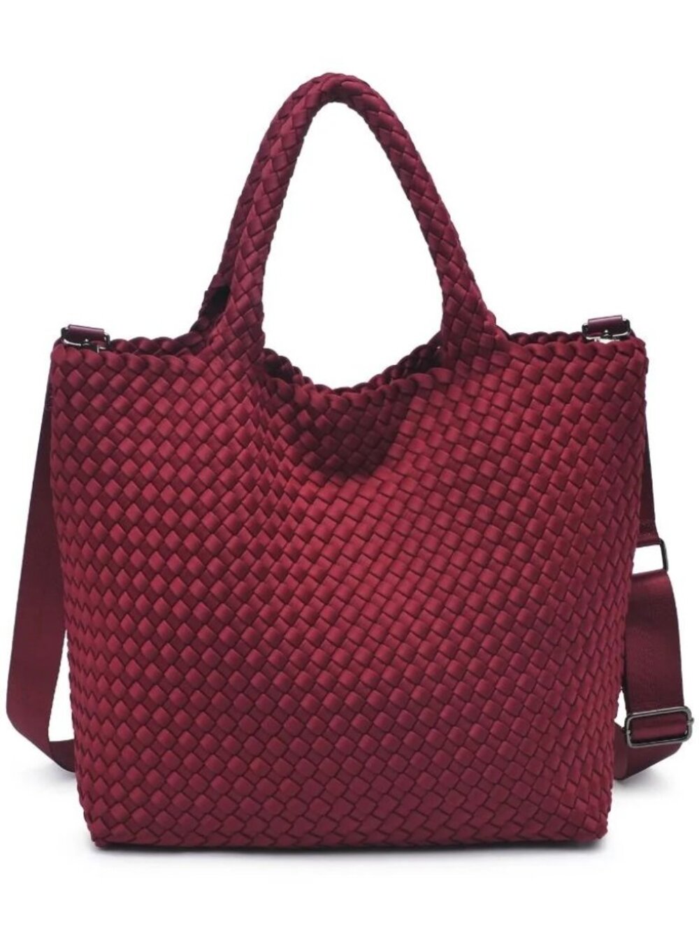 Sol and Selene Sky's The Limit Medium Tote Neoprene Wine Burgundy Crossbody Bag